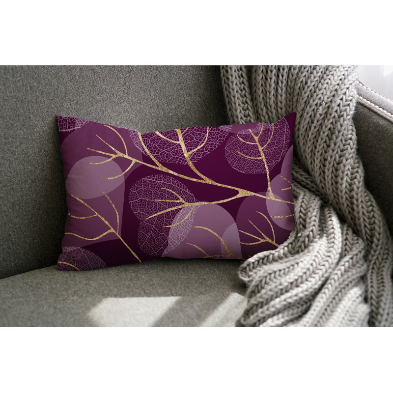 Coussin lombaire intérieur / extérieur Baka Leafs, Mauve / or