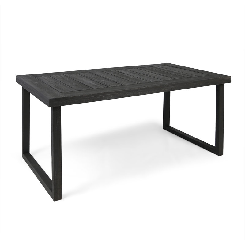 Table de salle à manger d'extérieur en bois d'acacia de 69 po, finition sablée gris foncé