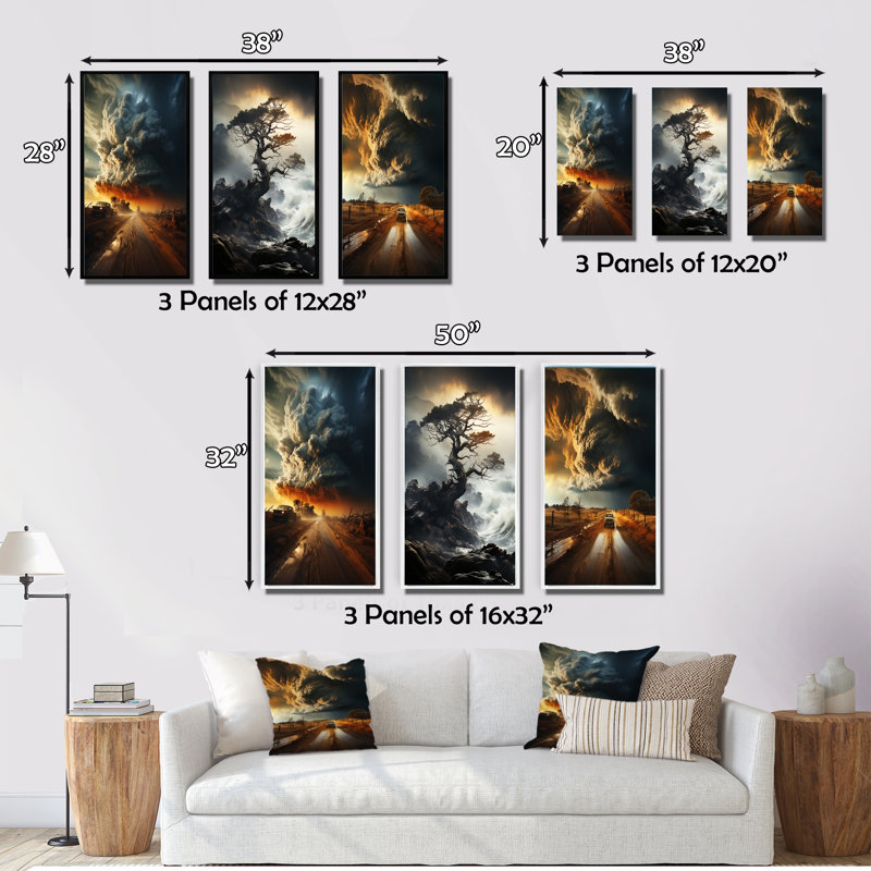«Storm Rager Vortex I», 3 pièces, Toile tendue, H 28 po x l 36 po