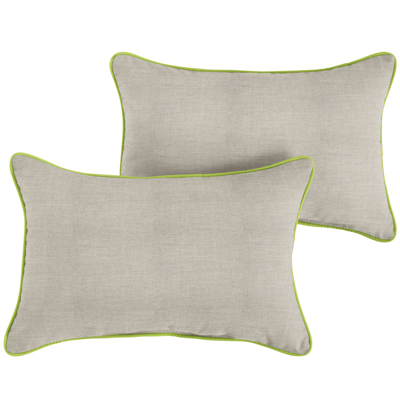 Coussin lombaire intérieur / extérieur Childress Sunbrella, 13 po x 20 po, Vert clair / Gris