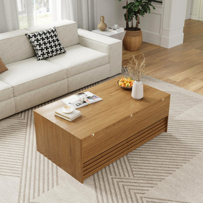 48.82'' Lifting Top Rectangular Fluted Coffee Table
