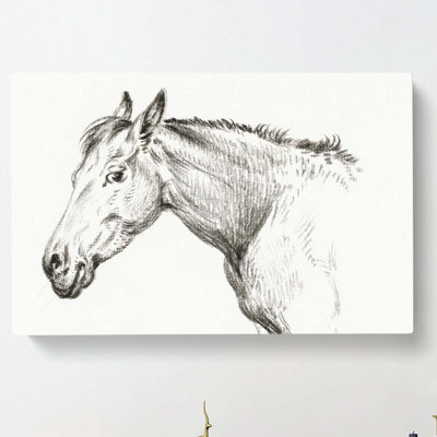 The Head of a Horse by Jean Bernard - Wrapped Canvas Drawing - Wrapped Canvas