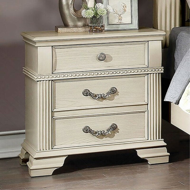 Table de chevet 1pc blanc antique
