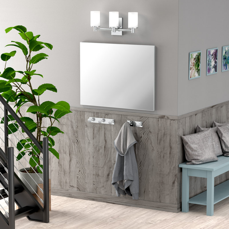 Applique murale triple à 3 lumières avec abat-jour givré Modern Farmhouse, Chrome