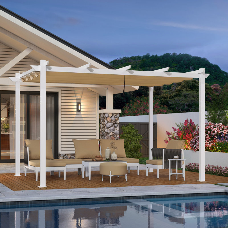 4m x 3m Aluminium Pergola, Khaki