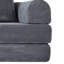 Lit convertible de 75 pouces, 21 pouces de mousse à mémoire comprimée, fausse fourrure, salon, usage domestique, gris cendré, microfibre, canapé-lit pliable 3 places sans dossier, avec mousse et 2 oreillers, pour petits espaces