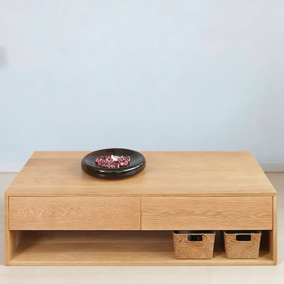 Modern Burlywood Solid Wood Rectangular Coffee Table