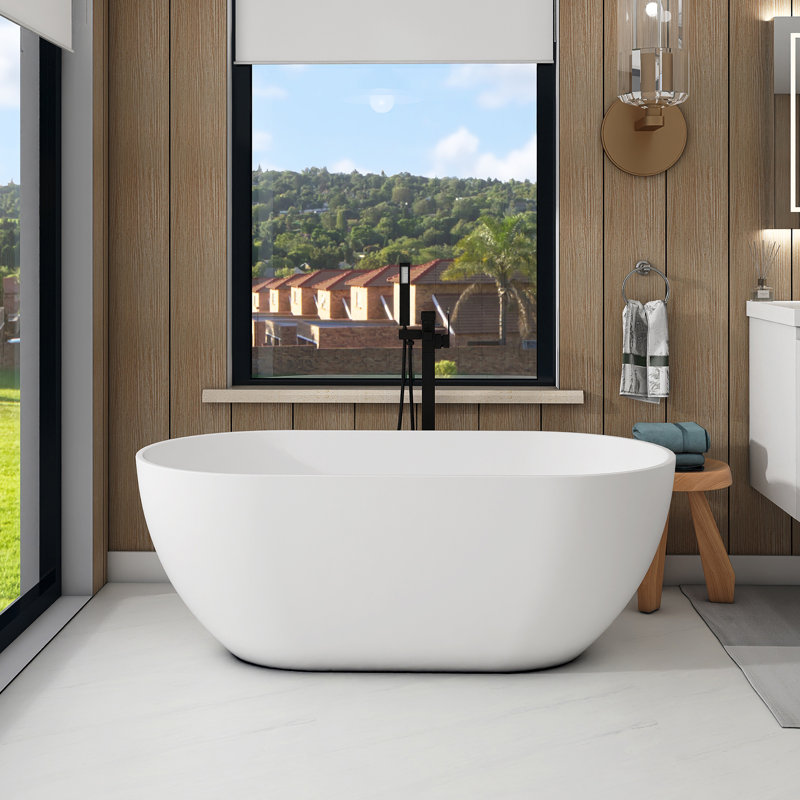 59“ Freestanding Soaking Solid Surface Bathtub