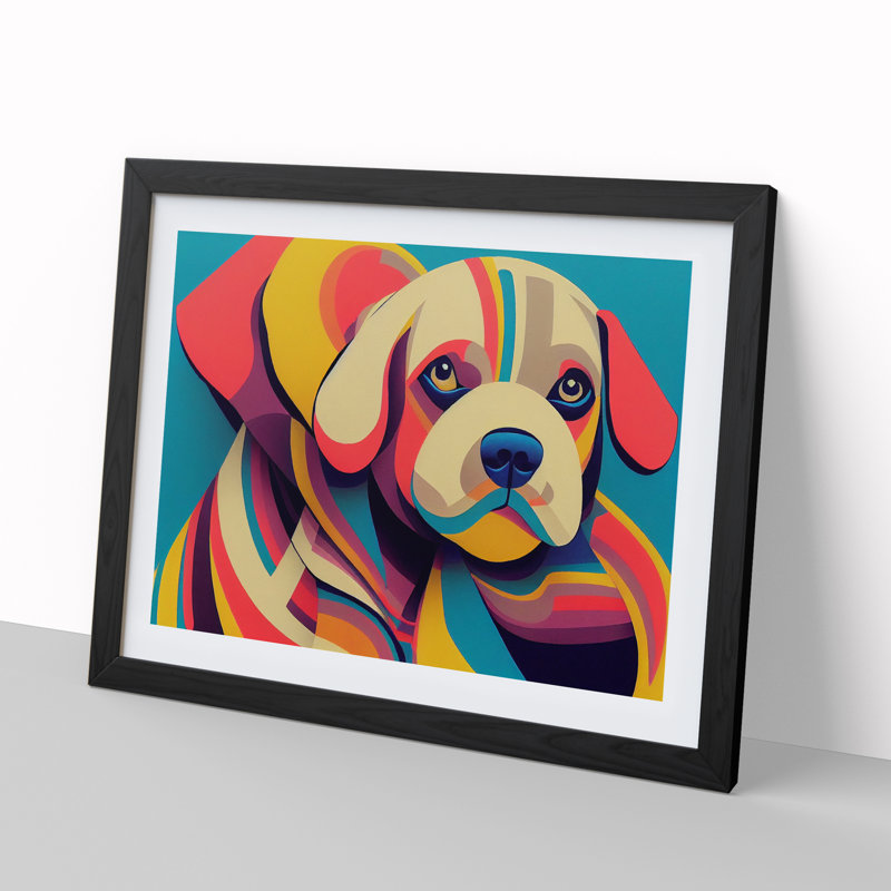 Abstract Puppy Dog - Framed Print, Black, 25cm H x 34cm W x 2cm D