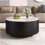 Table basse ronde moderne et fonctionnelle avec mobilité, tiroirs de rangement et plateau en pierre frittée durable pour des espaces de vie polyvalents-739267512