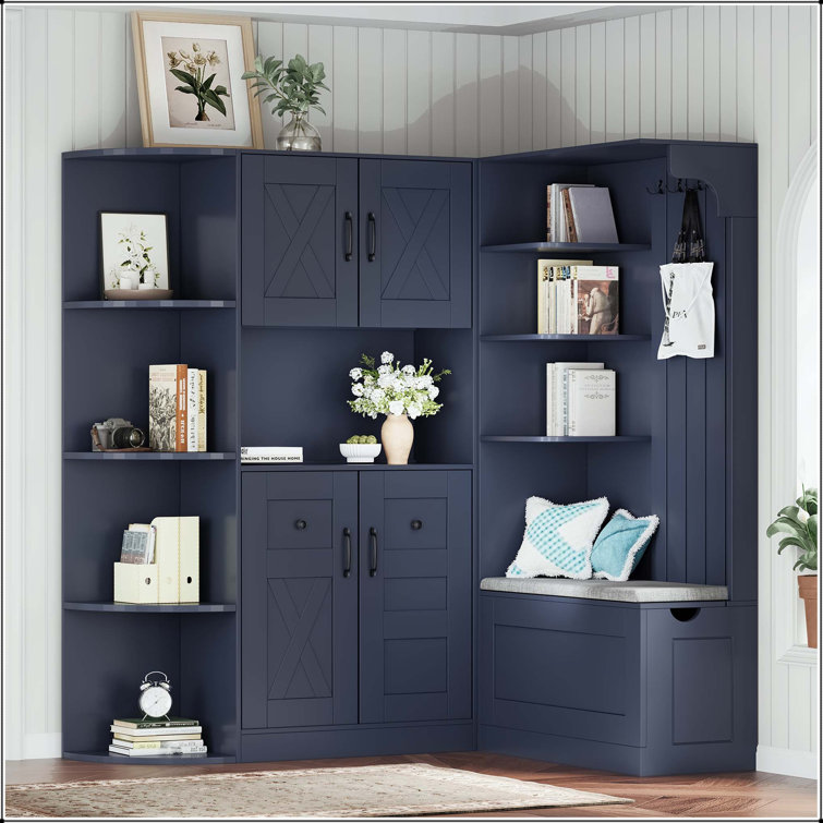 Multifunctional Left-Right Hall Cabinet with 4 Hooks