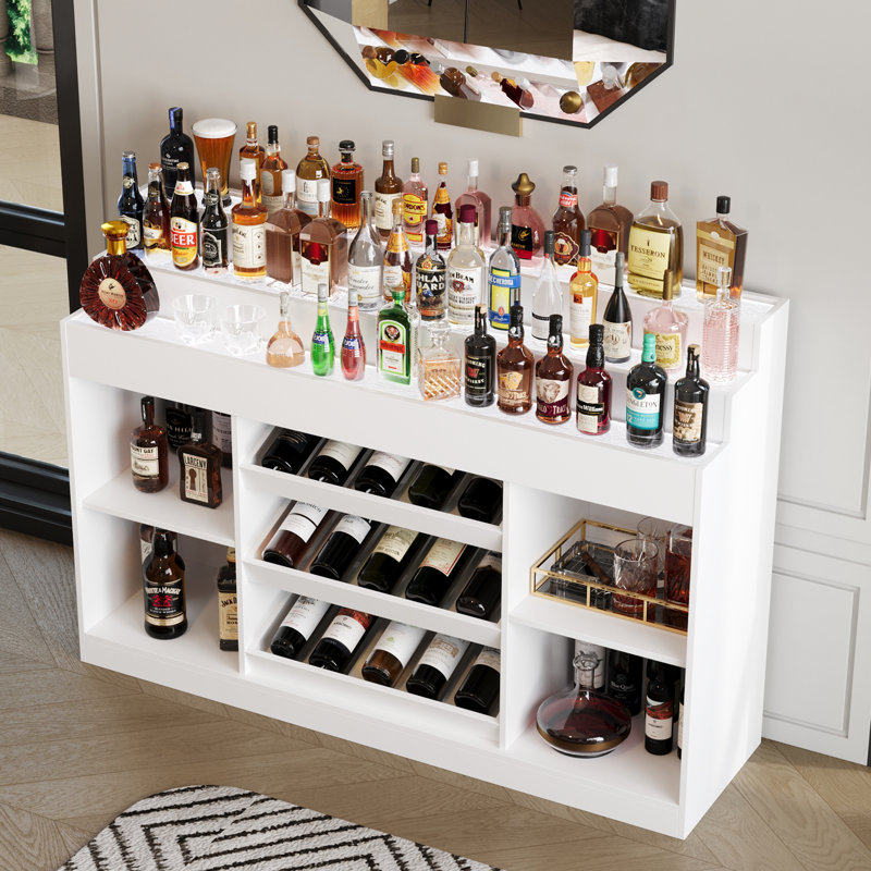 Wine Coffee Bar Cabinet With LED Lights