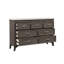 Commode Leslee, 62 po, 7 tiroirs, plateau en marbre blanc, gris vieilli