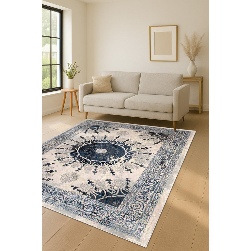  Tapis traditionnel boho 8 x 10 pi | Grand tapis pour la décoration intérieure | Bleu gris