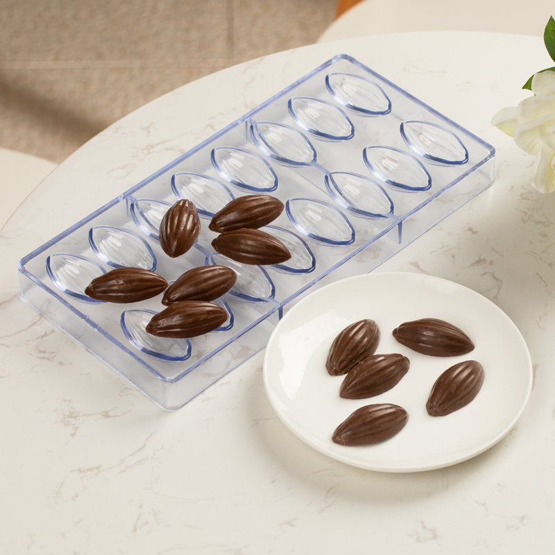 Moules à bonbons 10,8 x 5,3 pouces, 10 moules à chocolat cacao - 16 cavités, résistant au congélateur, moule à dessert en polycarbonate transparent, facile à libérer, de qualité alimentaire
