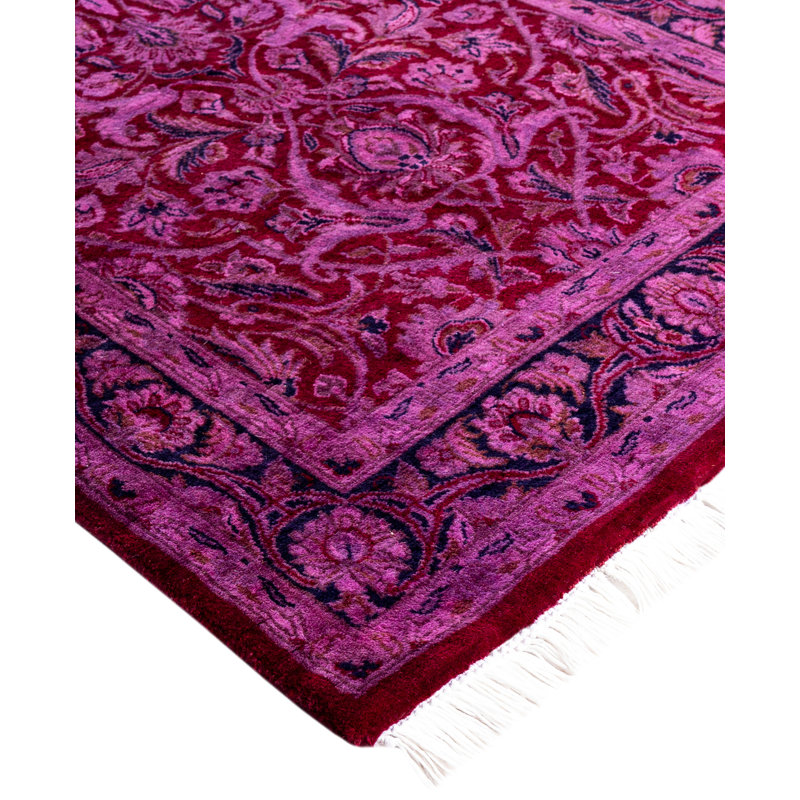 Overdyed Hand-Knotted Wool Modern-Contemporary Purple Runner 2' 7" x 10' 0"