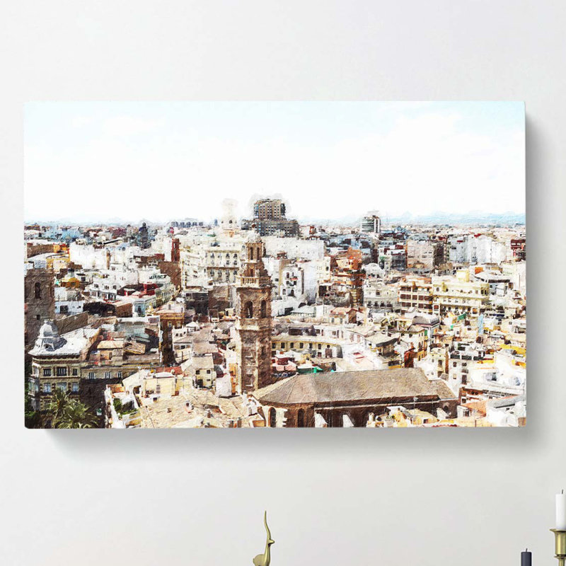 The Valencia Skyline In Spain - Wrapped Canvas Painting, 35cm H x 50cm W x 3cm D