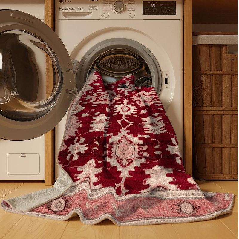 Tapis beige surteint lavable à la machine, Carré 5 pi