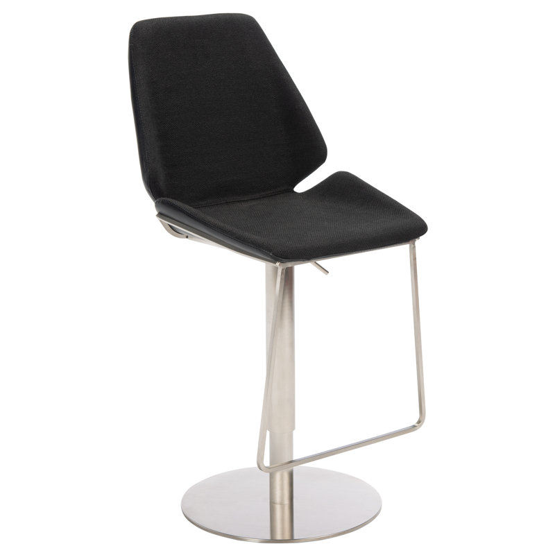 Ventana Swivel Upholstered Adjustable Height Counter Stool with Metal Frame, Black