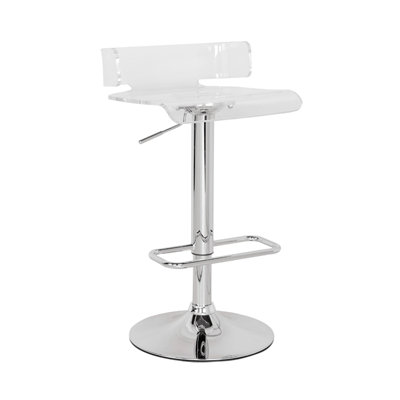 Tabouret réglable transparent et chromé avec pivot