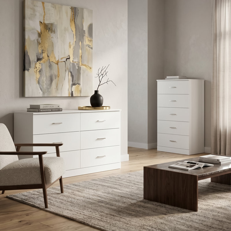 Ensemble de chambre à coucher 2 pièces Allyannah, Blanc