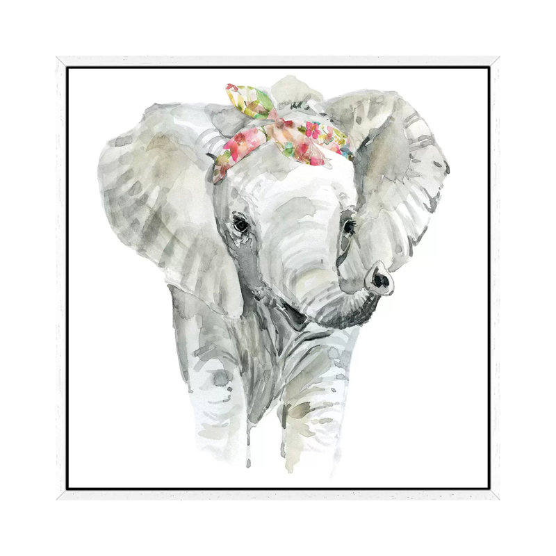Savannah Elephant by Carol Robinson - Painting on Canvas, 66.04 cm H x 66.04 cm W, White Framed