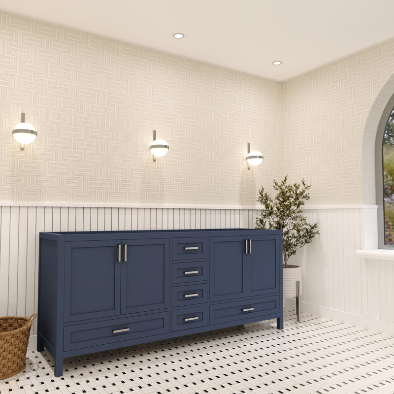 Rooh 71.25'' Double Bathroom Vanity Base Only, Navy Blue