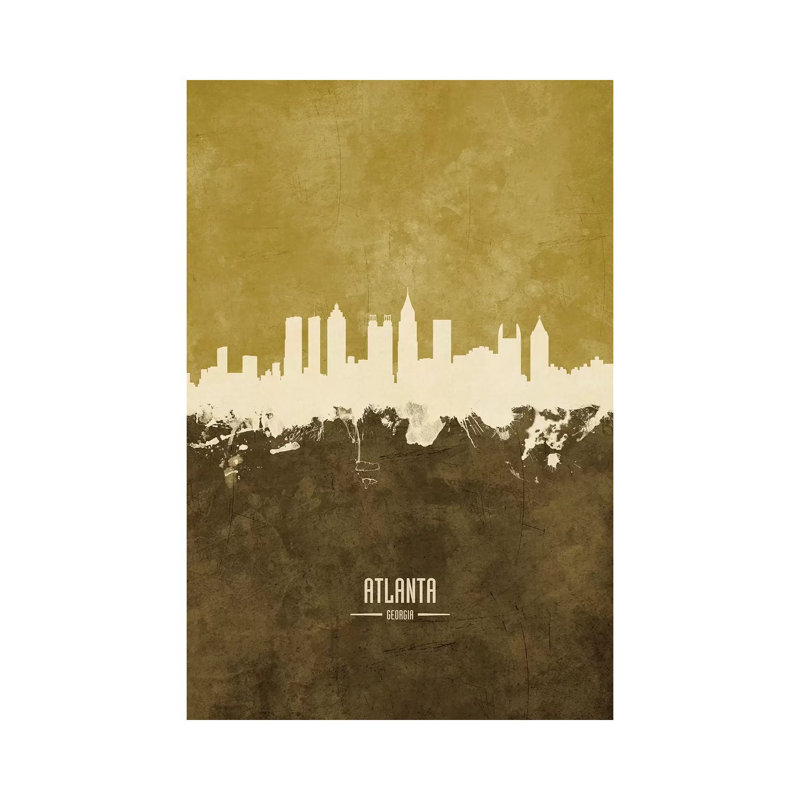 Atlanta Georgia Skyline Ochre by Michael Tompsett - Wrapped Canvas Print, 66.04 cm H x 45.72 cm W x 3.175 cm D