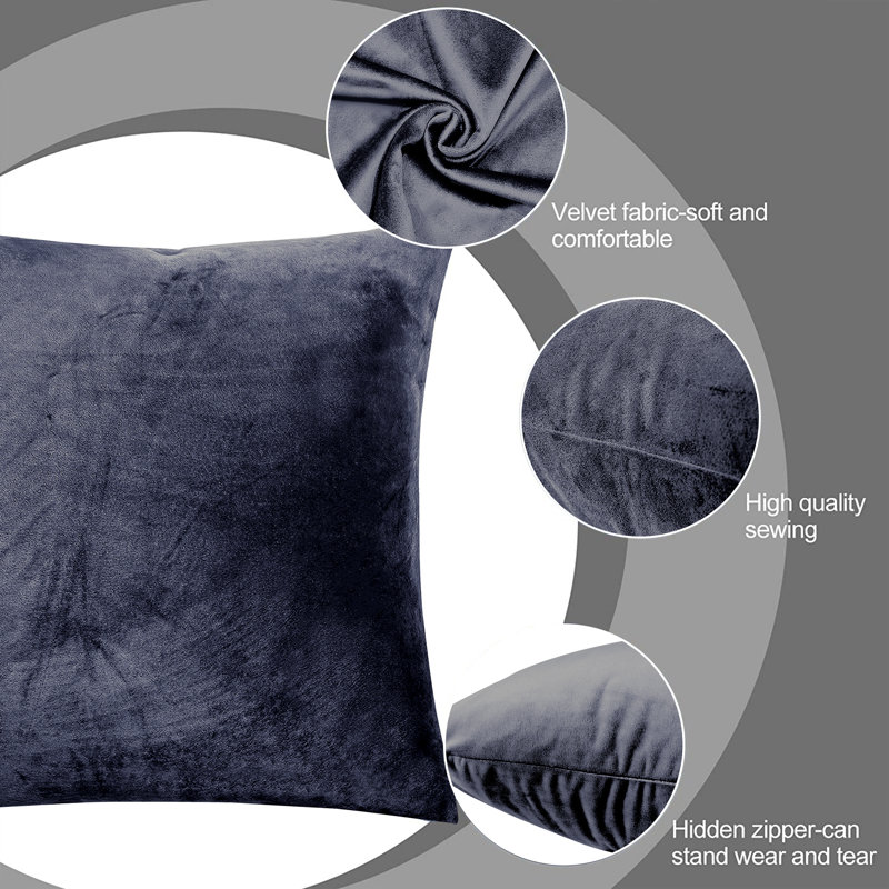 Velvet Scatter Cushion Cover, Charcoal