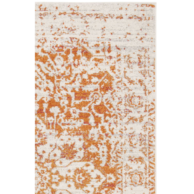 Christa Oriental Orange/Ivory Area Rug, Runner 2'3" x 22'