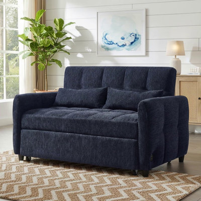 52.8 Inch Loveseat Sofa Bed With Adjustable Backrest, USB Ports, And Lumbar Pillows For Comfortable Living Room Seating And Sleeping