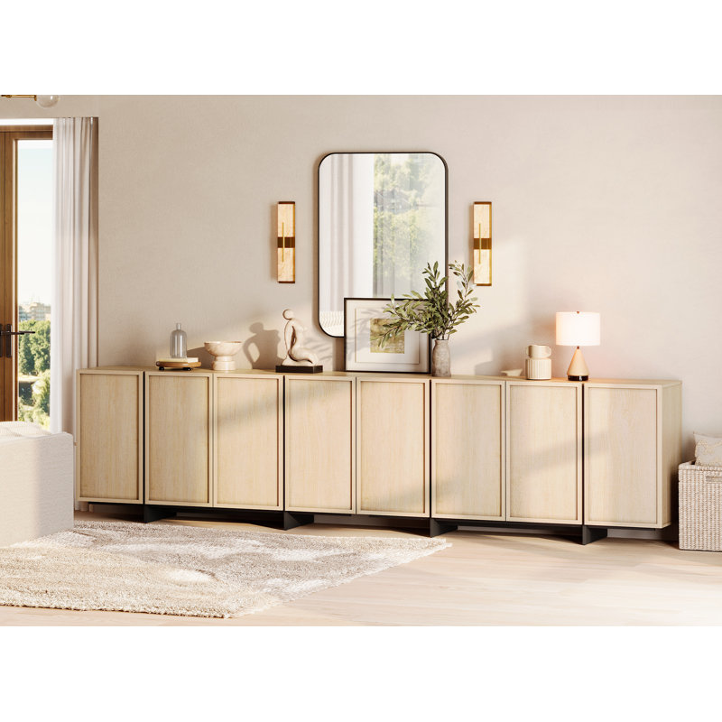 Modern 8-Door Sideboard Buffet Cabinet With T-Shaped Legs, Large Storage Cabinet For Living Room, Dining Room & Kitchen, Multifunctional Coffee Bar