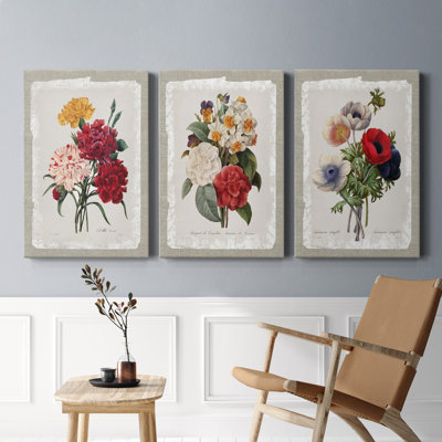 " Botanical Bouquet Anemone " 3 Piece Art Color Photography Print