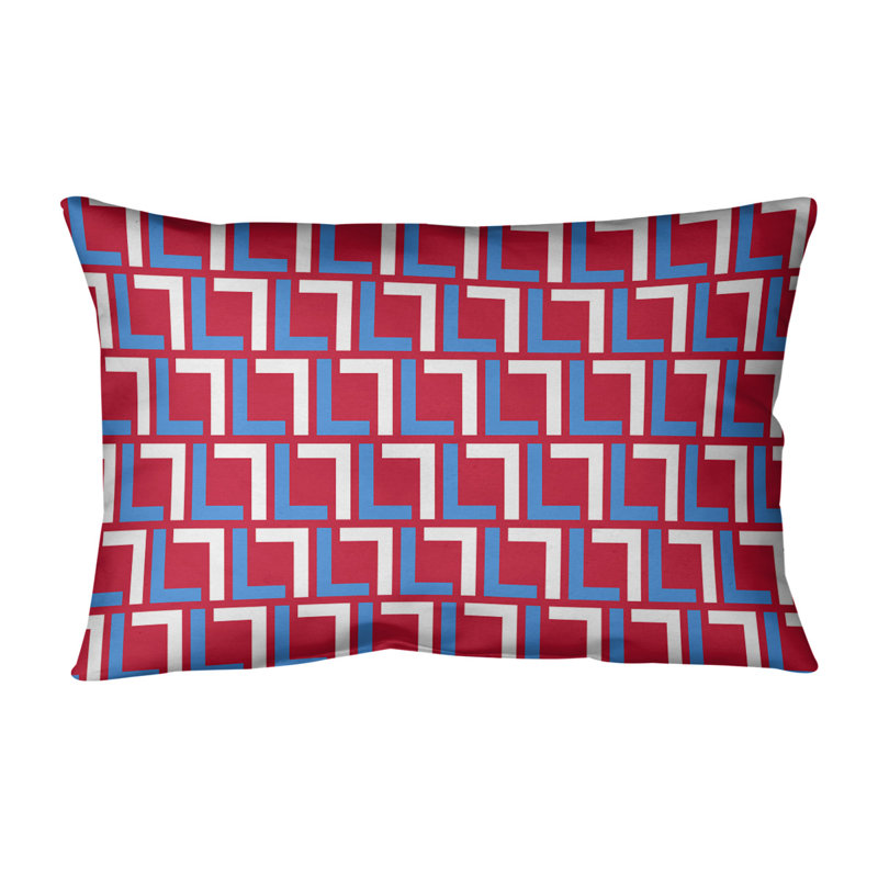 Housse de coussin rectangulaire luxueuse Throwback Football, Bleu clair / blanc / rouge, Simili daim