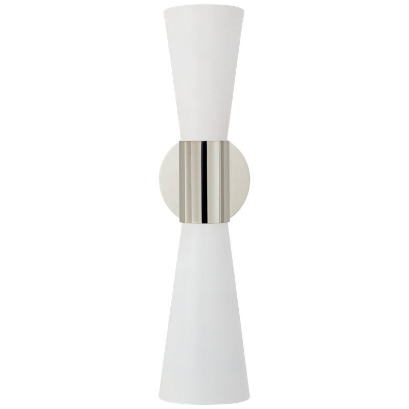 AERIN Clarkson Medium Narrow Sconce, White, Polished Nickel