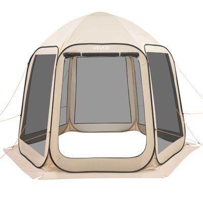 Screen House Tent, 10 x 9.2 ft, 4-8 Person Pop Up Screen Tent, Portable Screened in Canopy with Carry Bag, Netting Sides, Ground Stakes, for Garden, Patio, Backyard, Outdoor Activities, Beige
