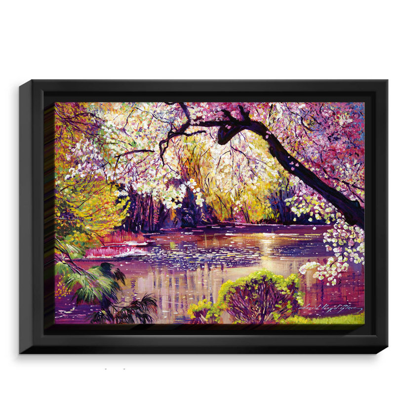 « central park spring étang », reproduction de peinture à l’acrylique sur toile, H 12 po x l 16 po x P 1,5 po, Toile tendue