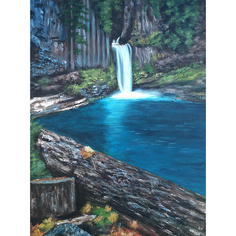 «Secret Waterfall» par Amy Valiante - reproduction d'art, H 12 po x l 2 po x P 2 po, Toile tendue, Pas de tapis