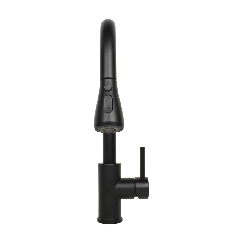 Robinet de cuisine coulissant en laiton massif noir mat