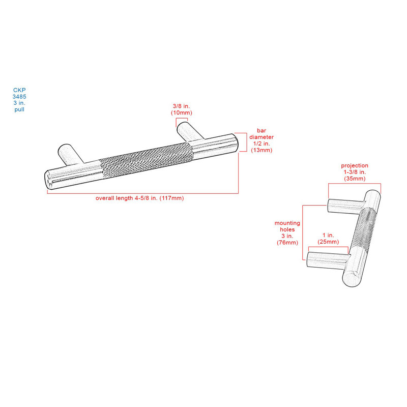 Origins 3" Center Bar Pull, Graphite