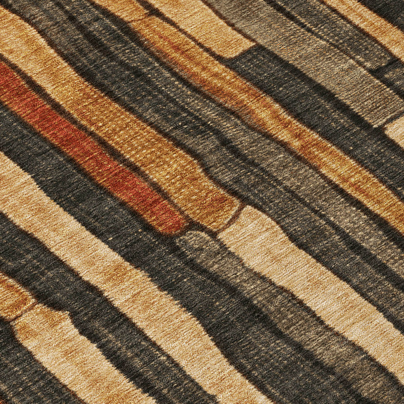 Coffee and Beige Stripe Flat Woven 8' x 10' Indoor/Outdoor Rug