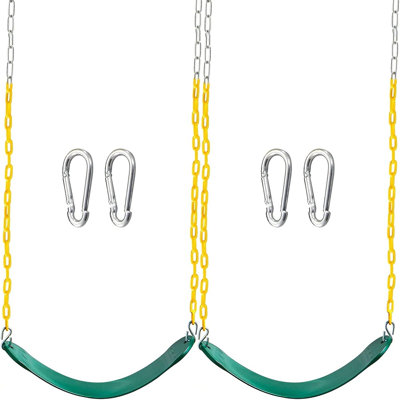 Heavy-Duty Green Swing Seats – 66" Chains With Snap Hooks, Replacement Swing Set Accessories Outdoor Play, Trees, Or Playground