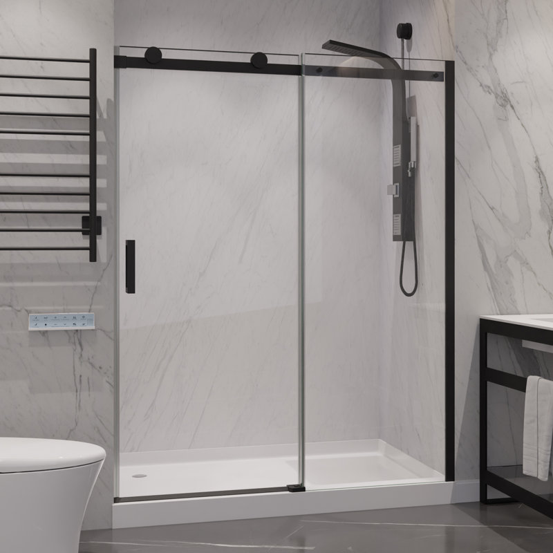 Rhodes 48" x 76" Frameless Sliding Shower Door in Matte Black