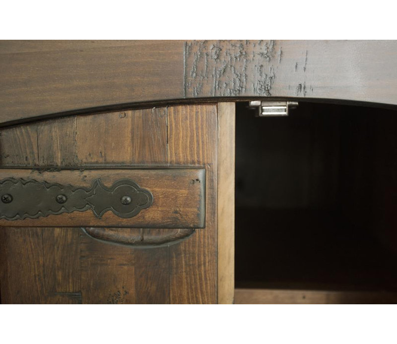 Rustic Deep Brown Pine Wood Cocktail Table with Storage