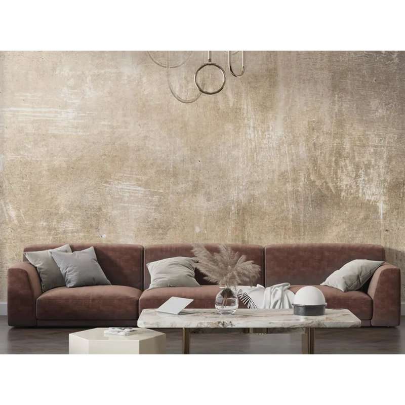 Murale en plâtre beige chaud, L 108 po x l 96 po