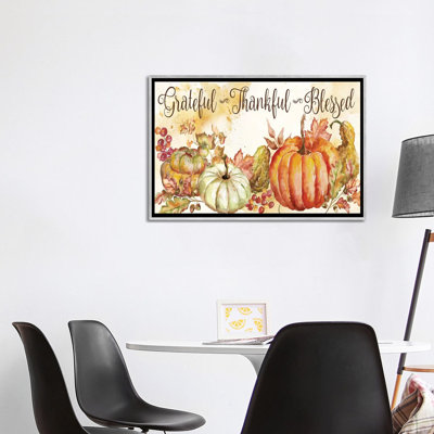 «Watercolor Harvest Pumpkin Grateful Thankful Blessed» par Tre Sorelle Studios - reproduction