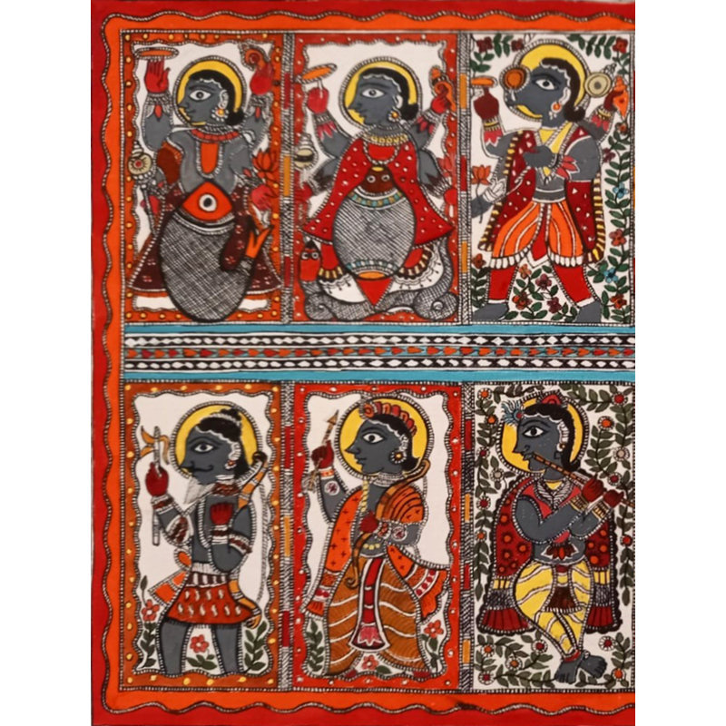 Dashavator - Le Vishnu, le dieu | Acrylique sur papier | Par Simmi Rishi