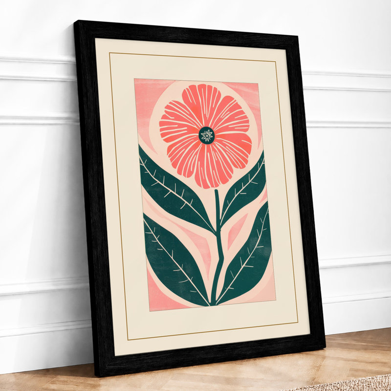 Geometric Bloom Mid-Century - Framed Print, A3 - 42.0 x 29.7 cm, Black