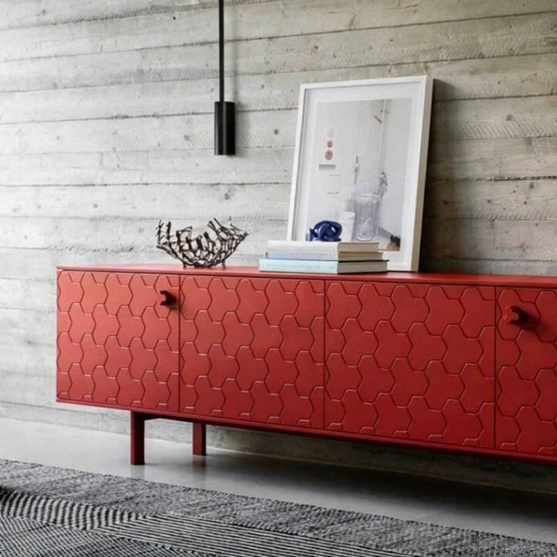 Meuble télé rouge moderne et simple