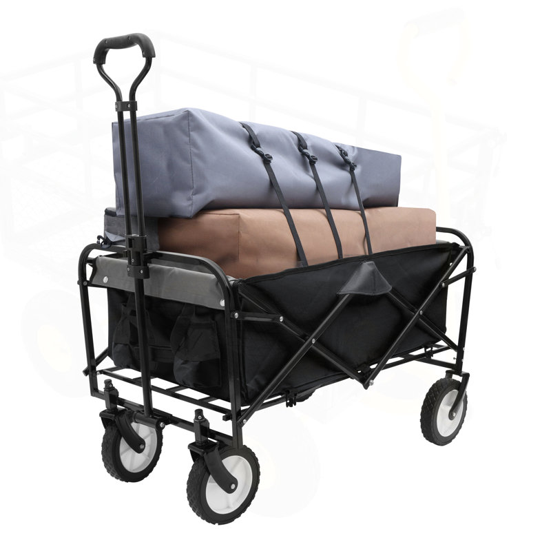 Chariot pliable de chariot pliable avec capacité de 360 lb avec système de cerclage pour une utilisation polyvalente, y compris des sacs en plastique de 3 pièces